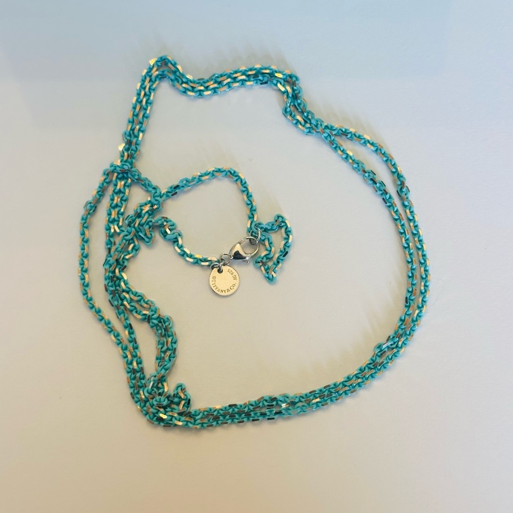 Tiffany & Co. Sterling Silver and Tiffany Blue Chain Necklace